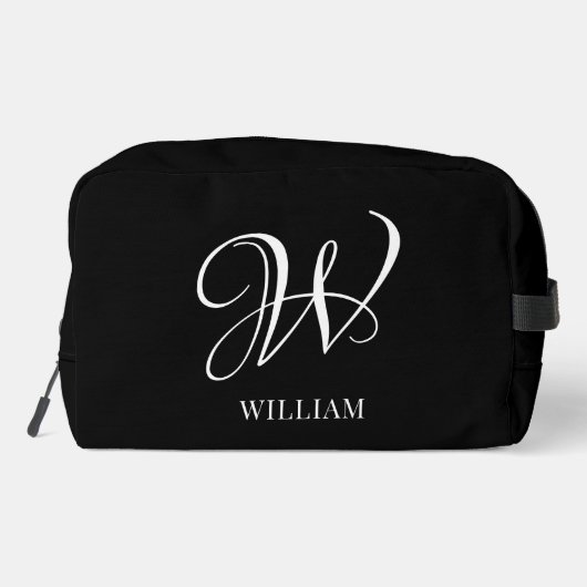 Initial Personalisiert Elegant Black Monogram Waschbeutel (Rückseite)