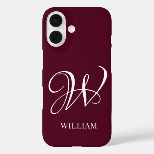 Initial Personalisiert Elegant Burgundy Monogram Case-Mate iPhone Hülle (Rückseite)