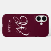Initial Personalisiert Elegant Burgundy Monogram Case-Mate iPhone Hülle (Rückseite (Horizontal))
