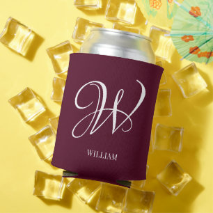 Initial Personalisiert Elegant Burgundy Monogram Dosenkühler
