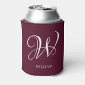 Initial Personalisiert Elegant Burgundy Monogram Dosenkühler (Kanne Rückseite)