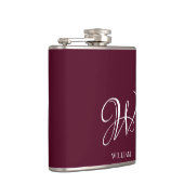 Initial Personalisiert Elegant Burgundy Monogram Flachmann (Rechts)