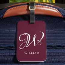 Initial Personalisiert Elegant Burgundy Monogram