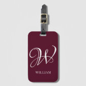 Initial Personalisiert Elegant Burgundy Monogram Gepäckanhänger (Vorderseite Vertikal)