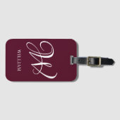 Initial Personalisiert Elegant Burgundy Monogram Gepäckanhänger (Vorderseite (Horizontal))