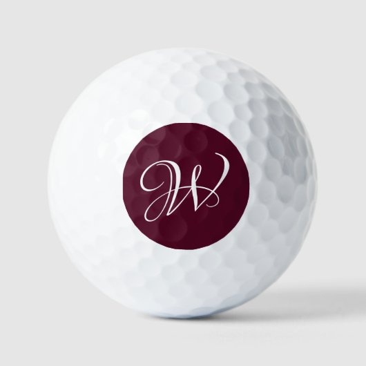 Initial Personalisiert Elegant Burgundy Monogram Golfball (Vorderseite)