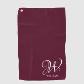 Initial Personalisiert Elegant Burgundy Monogram Golfhandtuch (Vorderseite)