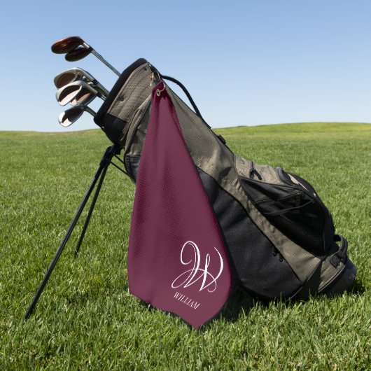 Initial Personalisiert Elegant Burgundy Monogram Golfhandtuch (Gras)