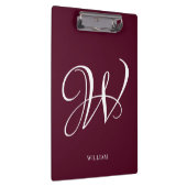 Initial Personalisiert Elegant Burgundy Monogram Klemmbrett (Rechts)