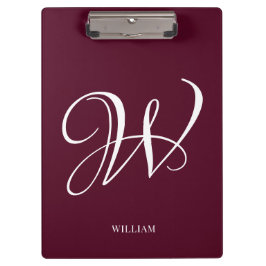 Initial Personalisiert Elegant Burgundy Monogram Klemmbrett