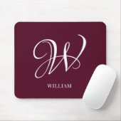 Initial Personalisiert Elegant Burgundy Monogram Mousepad (Mit Mouse)