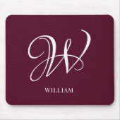 Initial Personalisiert Elegant Burgundy Monogram Mousepad (Vorne)