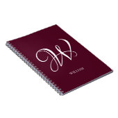 Initial Personalisiert Elegant Burgundy Monogram Notizblock (Rechte Seite)