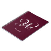 Initial Personalisiert Elegant Burgundy Monogram Notizblock (Linke Seite)