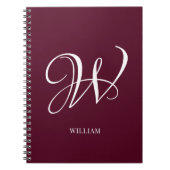 Initial Personalisiert Elegant Burgundy Monogram Notizblock (Vorderseite)