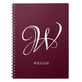 Initial Personalisiert Elegant Burgundy Monogram Notizblock