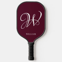 Initial Personalisiert Elegant Burgundy Monogram Pickleball Schläger
