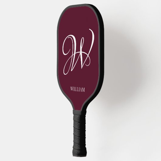 Initial Personalisiert Elegant Burgundy Monogram Pickleball Schläger (Links)