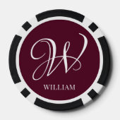 Initial Personalisiert Elegant Burgundy Monogram Pokerchips (Rückseite)