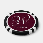 Initial Personalisiert Elegant Burgundy Monogram Pokerchips (Einzeln)
