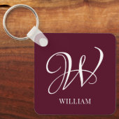 Initial Personalisiert Elegant Burgundy Monogram Schlüsselanhänger (Vorderseite)