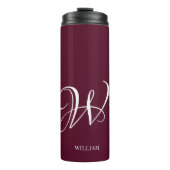 Initial Personalisiert Elegant Burgundy Monogram Thermosbecher (Vorderseite)