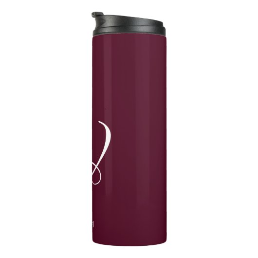 Initial Personalisiert Elegant Burgundy Monogram Thermosbecher (Nach rechts gedreht)