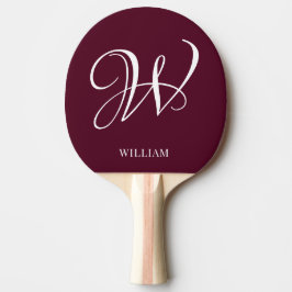 Initial Personalisiert Elegant Burgundy Monogram Tischtennis Schläger