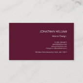 Initial Personalisiert Elegant Burgundy Monogram Visitenkarte (Rückseite)