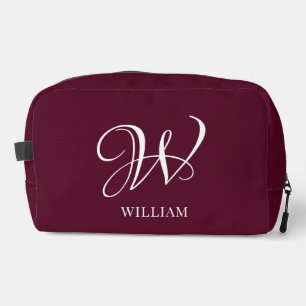 Initial Personalisiert Elegant Burgundy Monogram Waschbeutel