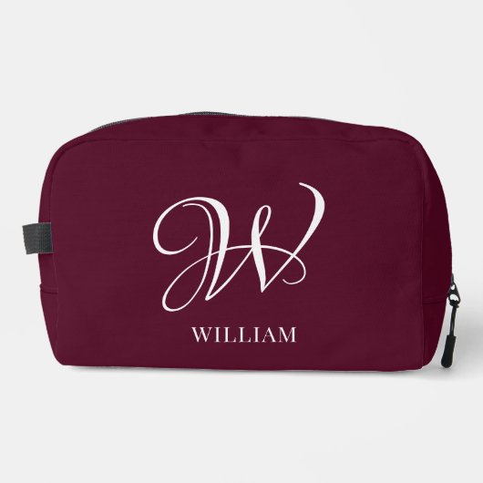 Initial Personalisiert Elegant Burgundy Monogram Waschbeutel (Vorderseite)