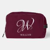 Initial Personalisiert Elegant Burgundy Monogram Waschbeutel (Rückseite)