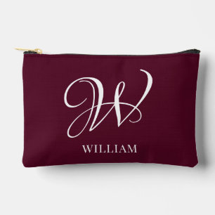 Initial Personalisiert Elegant Burgundy Monogram Zubehörtasche