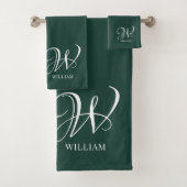 Initial Personalisiert Elegant Emerald Monogram Badhandtuch Set (Insitu)