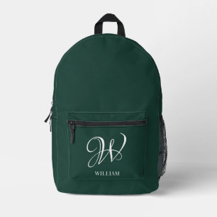 Initial Personalisiert Elegant Emerald Monogram Bedruckter Rucksack
