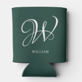 Initial Personalisiert Elegant Emerald Monogram Dosenkühler (Rückseite)