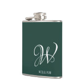 Initial Personalisiert Elegant Emerald Monogram Flachmann (Links)