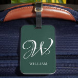 Initial Personalisiert Elegant Emerald Monogram Gepäckanhänger<br><div class="desc">Einfache,  individuelle Erstmonogramm in moderner Typografie. Perfektes Geschenk mit persönlicher Touch</div>