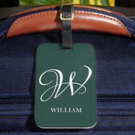 Initial Personalisiert Elegant Emerald Monogram Gepäckanhänger
