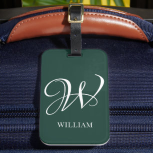 Initial Personalisiert Elegant Emerald Monogram Gepäckanhänger