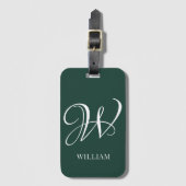 Initial Personalisiert Elegant Emerald Monogram Gepäckanhänger (Vorderseite Vertikal)