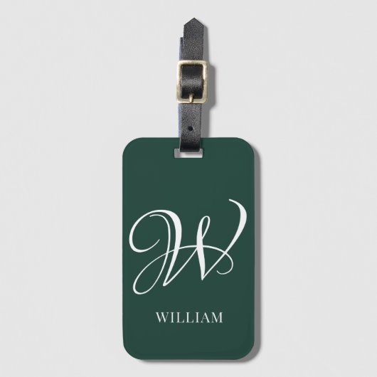 Initial Personalisiert Elegant Emerald Monogram Gepäckanhänger (Vorderseite Vertikal)