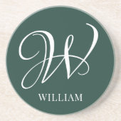 Initial Personalisiert Elegant Emerald Monogram Getränkeuntersetzer (Vorne)