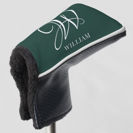 Initial Personalisiert Elegant Emerald Monogram Golf Headcover (3/4 Vorderseite)