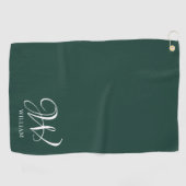 Initial Personalisiert Elegant Emerald Monogram Golfhandtuch (Horizontal)