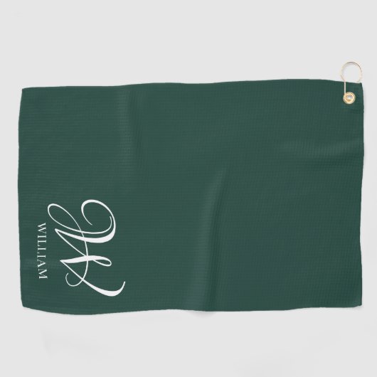 Initial Personalisiert Elegant Emerald Monogram Golfhandtuch (Horizontal)
