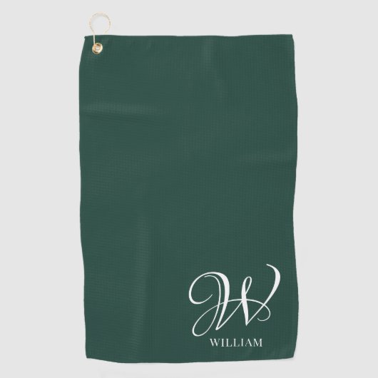 Initial Personalisiert Elegant Emerald Monogram Golfhandtuch (Vorderseite)