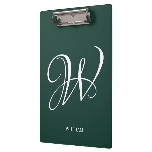 Initial Personalisiert Elegant Emerald Monogram Klemmbrett (Links)