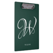 Initial Personalisiert Elegant Emerald Monogram Klemmbrett (Rechts)