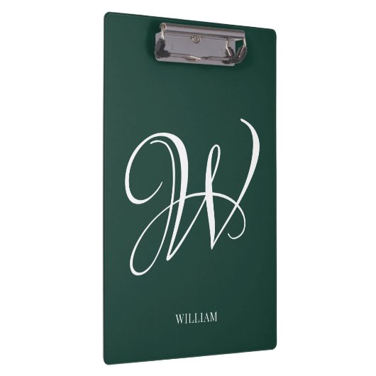 Initial Personalisiert Elegant Emerald Monogram Klemmbrett (Rechts)